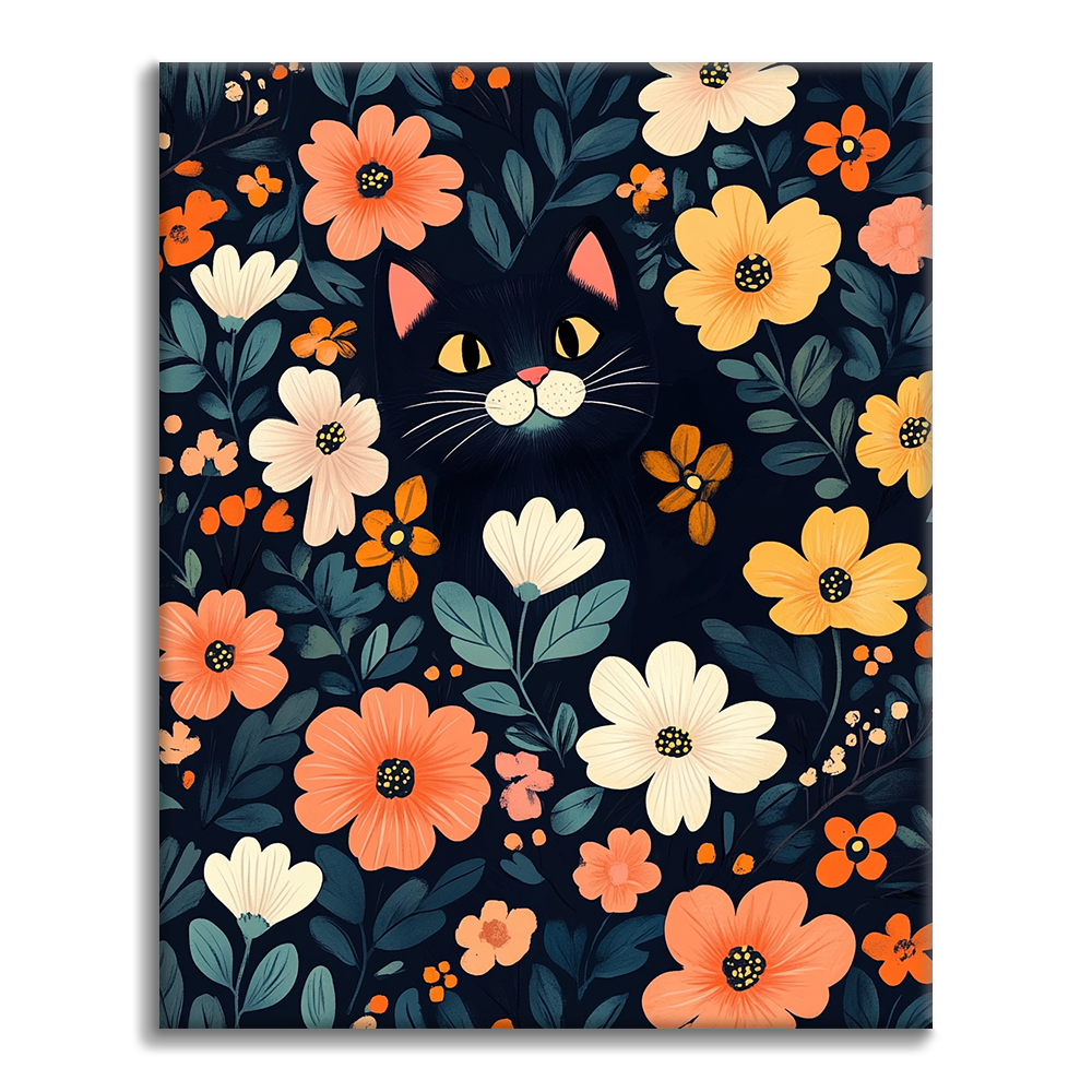 Hide-and-seek Black Cat - Paint by Numbers
