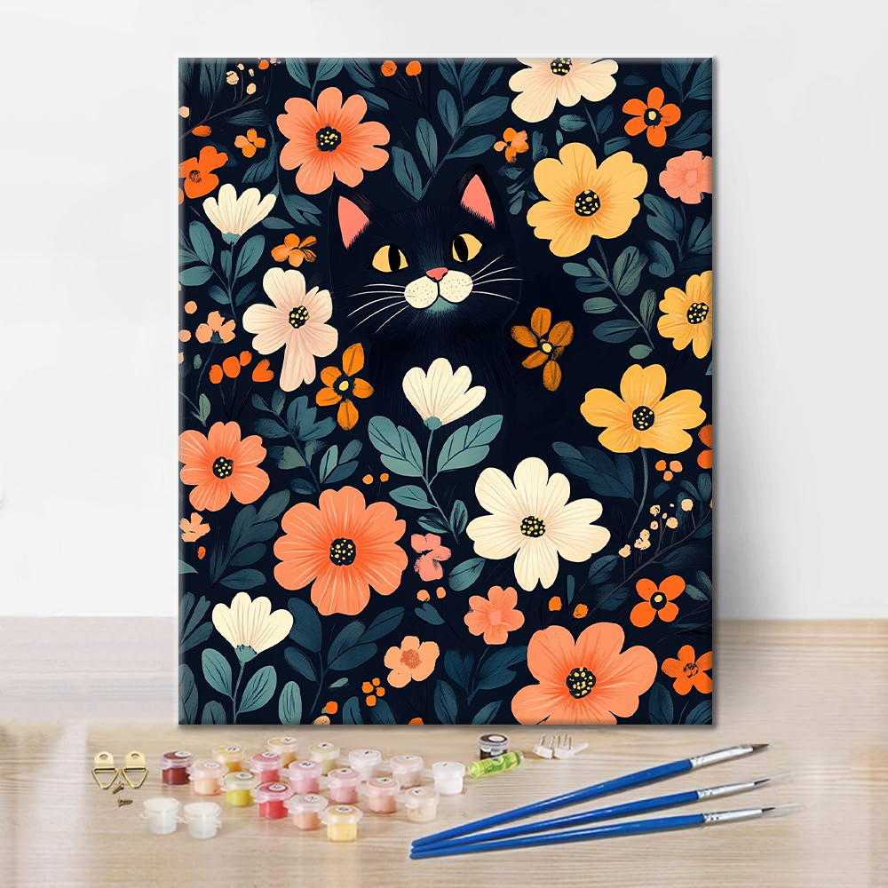 Hide-and-seek Black Cat - Paint by Numbers