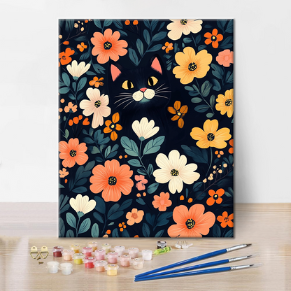 Hide-and-seek Black Cat - Paint by Numbers
