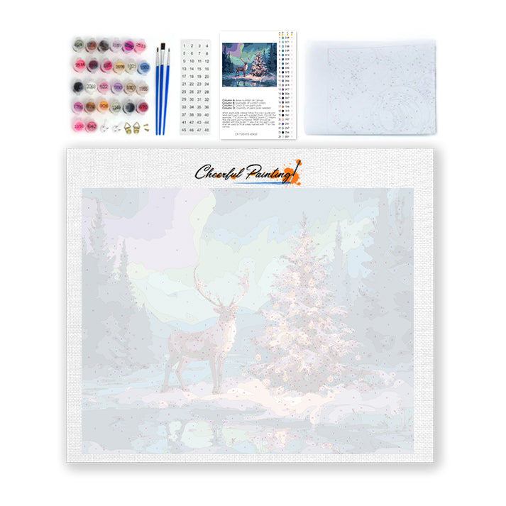 Reindeer and Christmas Tree - Paint by Numbers
