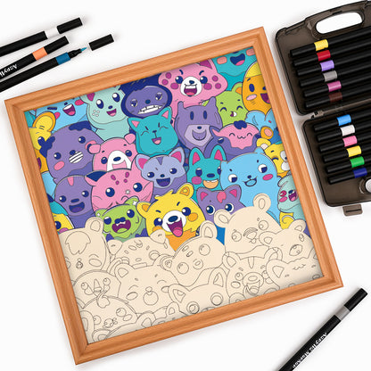 Beastly Bunch - Wooden Coloring Puzzle