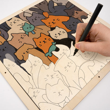 Cats - Wooden Coloring Puzzle