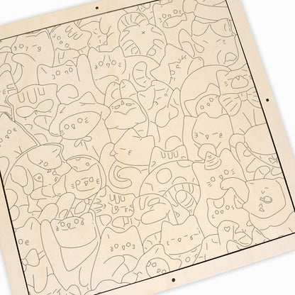 Lazy Cats - Wooden Coloring Puzzle