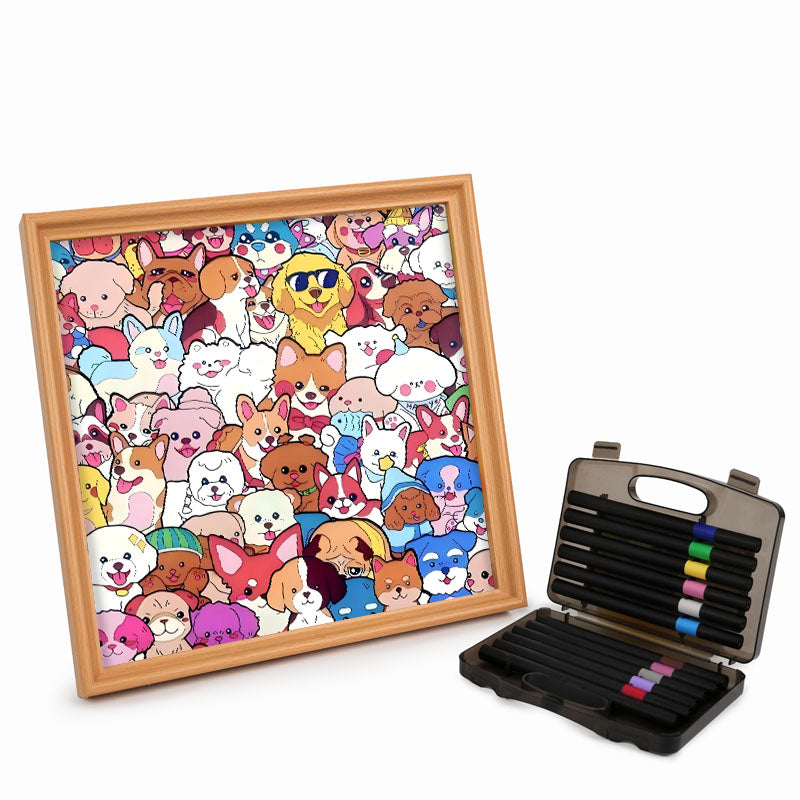 Pet Party - Wooden Coloring Puzzle