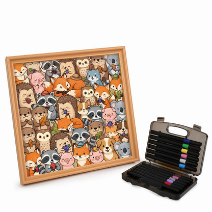 Cute Little Animals - Wooden Coloring Puzzle