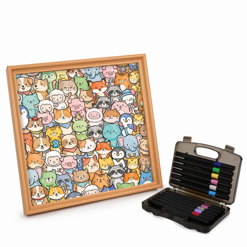 Whimsical Animals - Wooden Coloring Puzzle