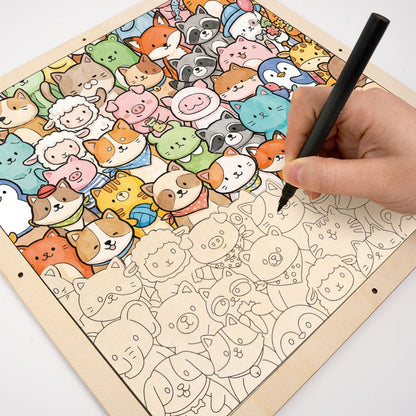 Whimsical Animals - Wooden Coloring Puzzle