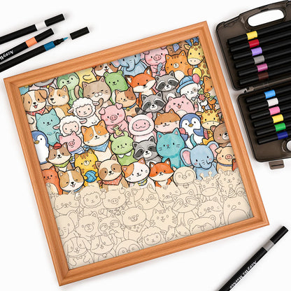 Whimsical Animals - Wooden Coloring Puzzle