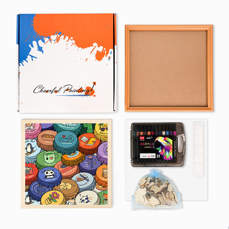 Colorful Caps - Wooden Coloring Puzzle