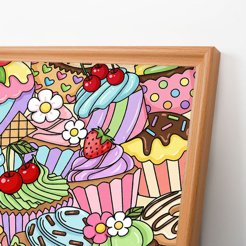 Cute Cupcakes - Wooden Coloring Puzzle