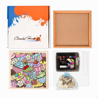 Cute Cupcakes - Wooden Coloring Puzzle