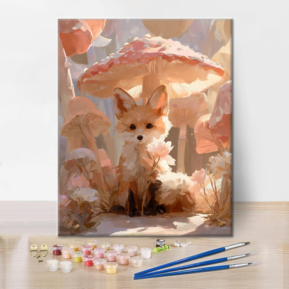 Fox Under the Mushroom - Paint by Numbers
