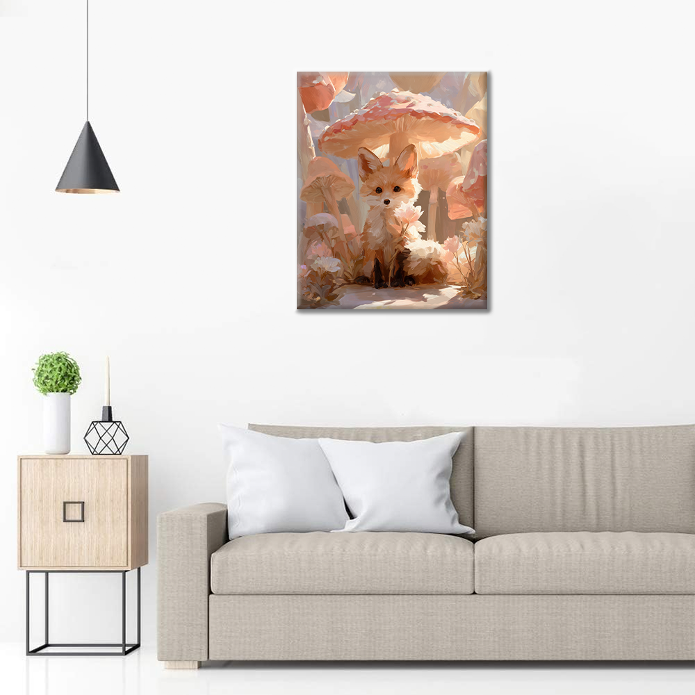 Fox Under the Mushroom - Paint by Numbers