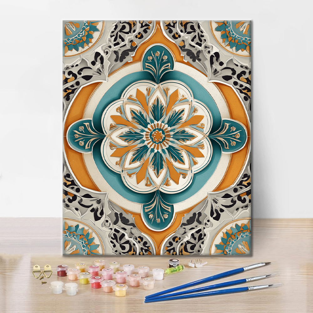 Golden Green Mandala - Paint by Numbers