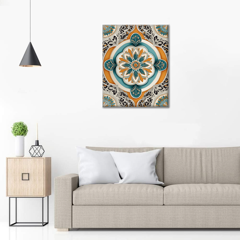 Golden Green Mandala - Paint by Numbers