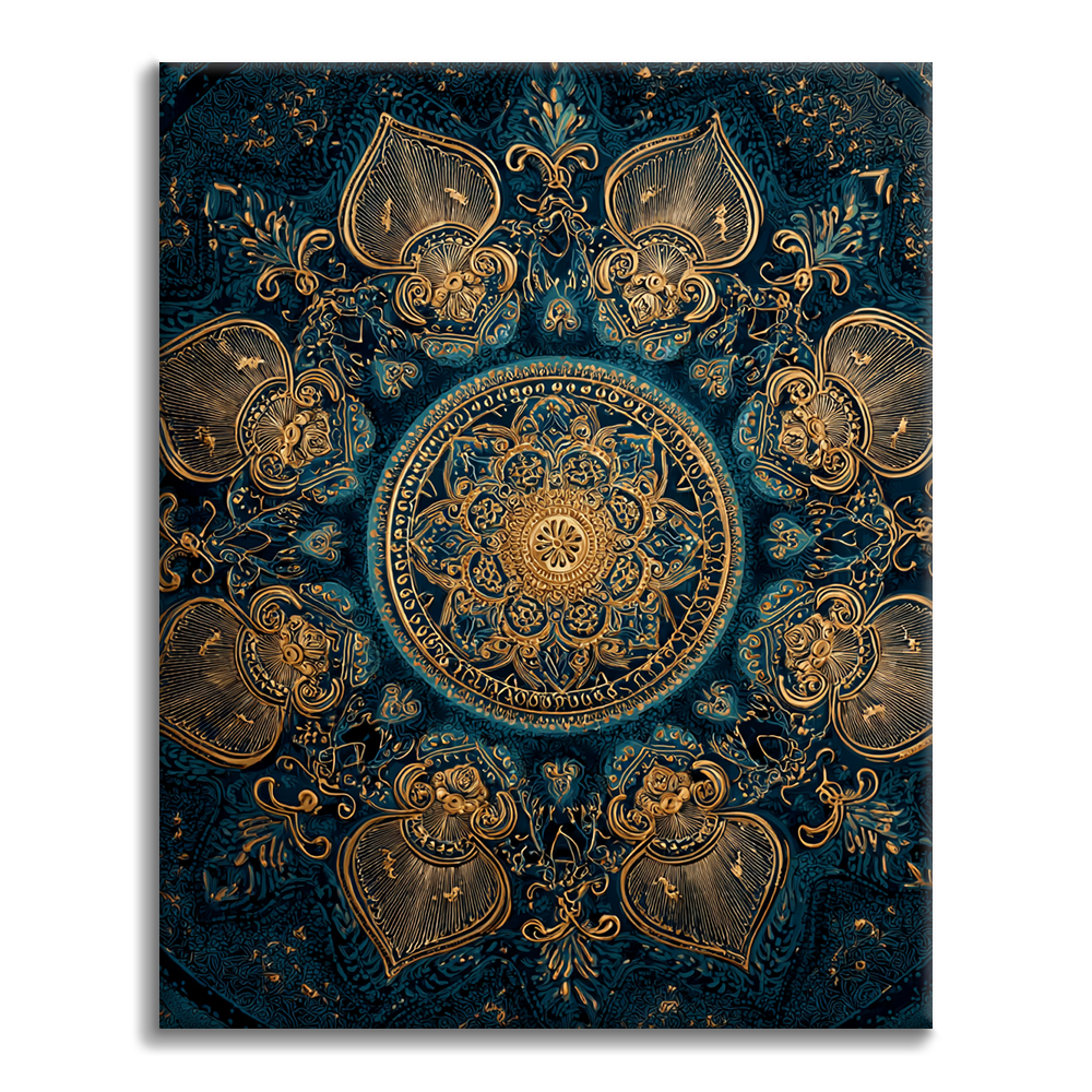 Golden Lotus Mandala - Paint by Numbers