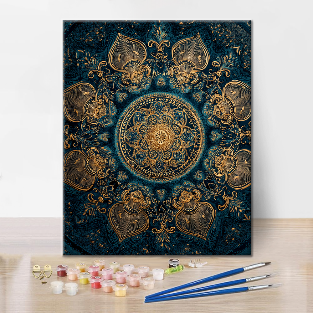 Golden Lotus Mandala - Paint by Numbers