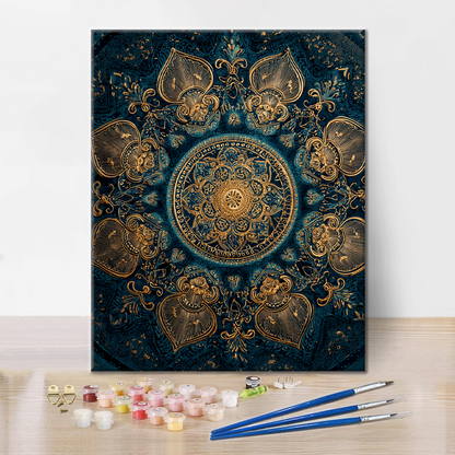 Golden Lotus Mandala - Paint by Numbers