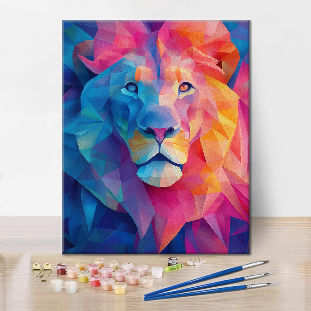Geometric Lion - Paint by Numbers