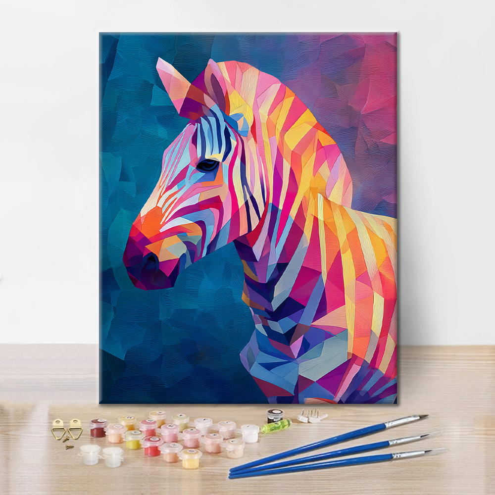 Geometric Zebra - Paint by Numbers