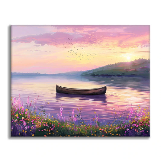 Boat on a Serene Lake - Paint by Numbers
