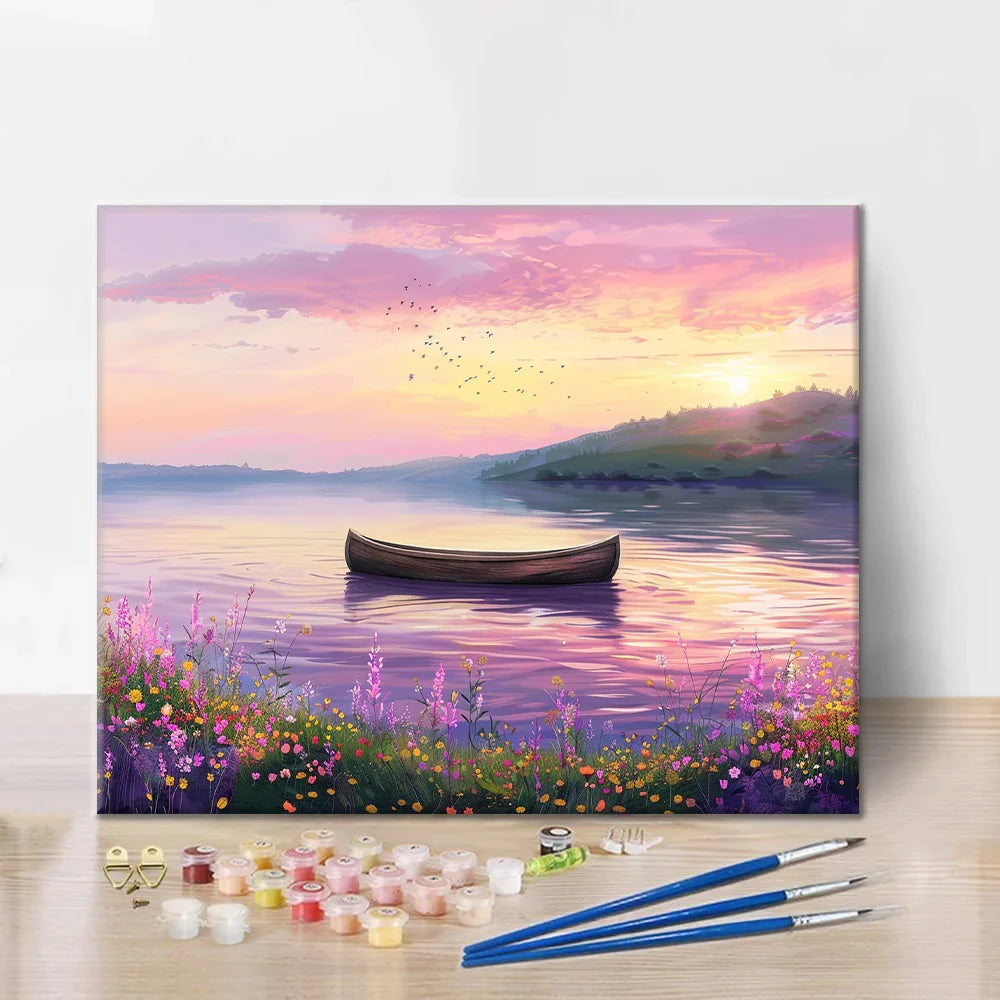 Boat on a Serene Lake - Paint by Numbers