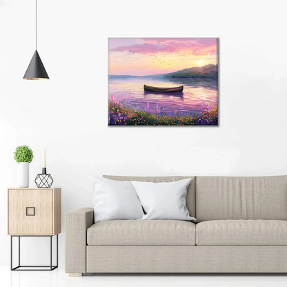 Boat on a Serene Lake - Paint by Numbers