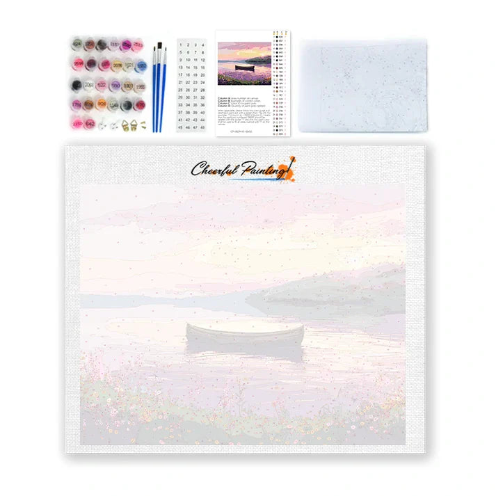 Boat on a Serene Lake - Paint by Numbers