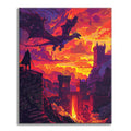 Dragon Over the Castle - Paint by Numbers