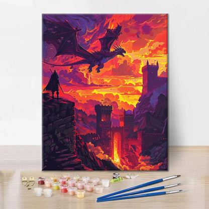Dragon Over the Castle - Paint by Numbers
