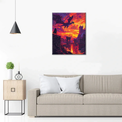 Dragon Over the Castle - Paint by Numbers