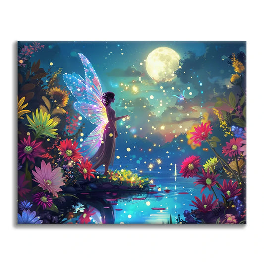 Fairy by the Moonlit Pond - Paint by Numbers
