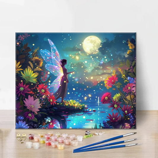 Fairy by the Moonlit Pond - Paint by Numbers