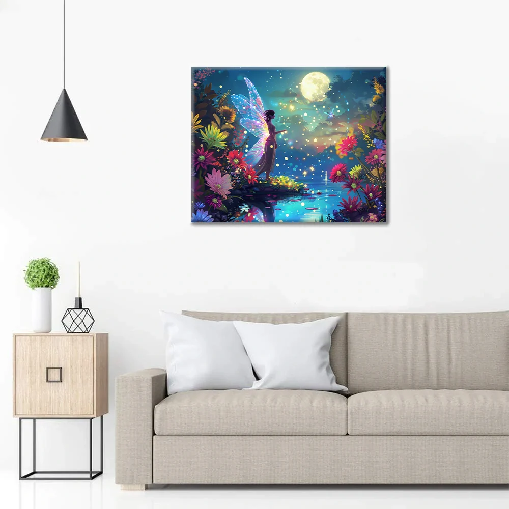 Fairy by the Moonlit Pond - Paint by Numbers
