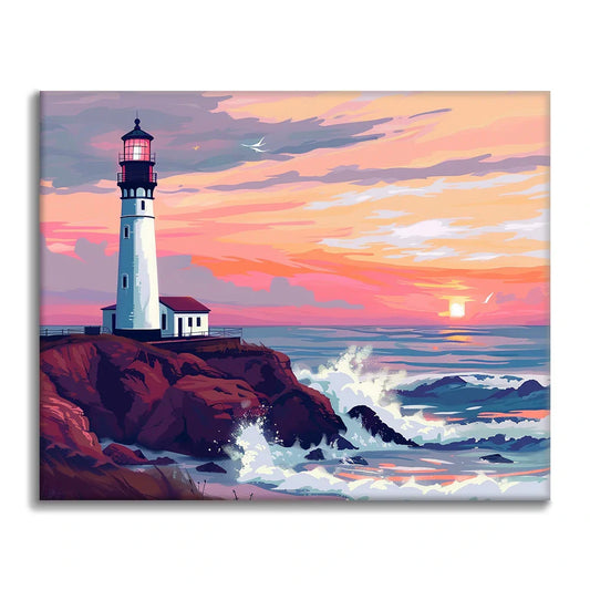 Lighthouse at Sunset - Paint by Numbers