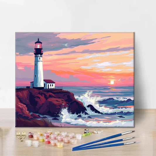 Lighthouse at Sunset - Paint by Numbers