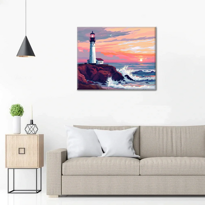 Lighthouse at Sunset - Paint by Numbers