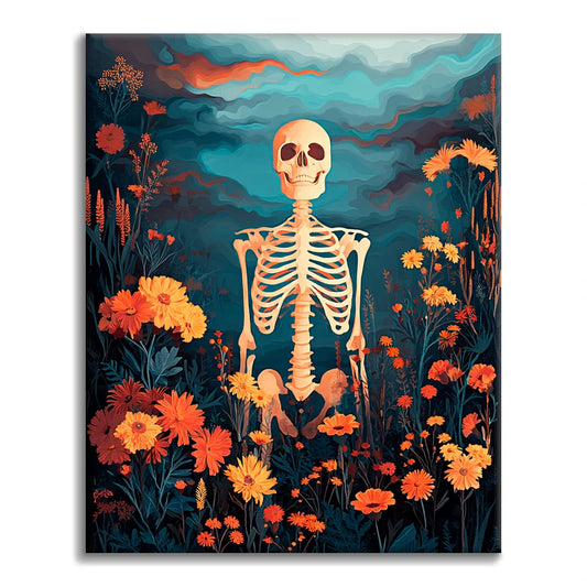 Skeleton with Flowers - Paint by Numbers