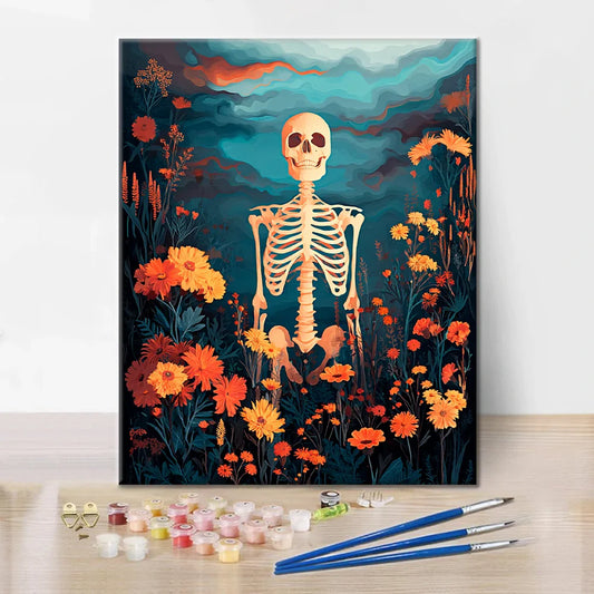 Skeleton with Flowers - Paint by Numbers