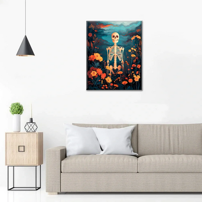 Skeleton with Flowers - Paint by Numbers