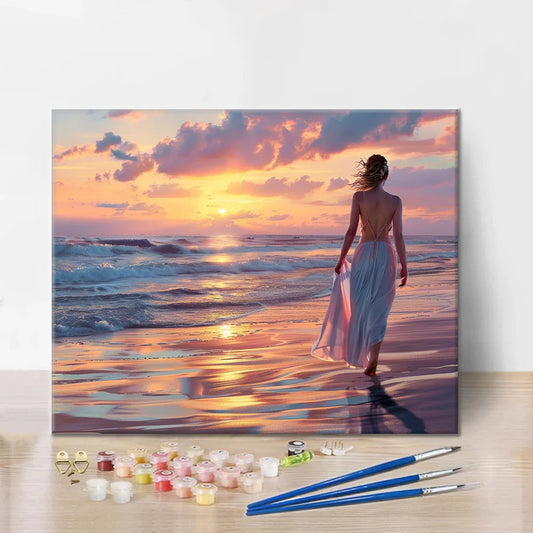 Sunset Beach Walk - Paint by Numbers