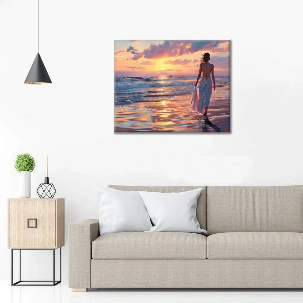 Sunset Beach Walk - Paint by Numbers