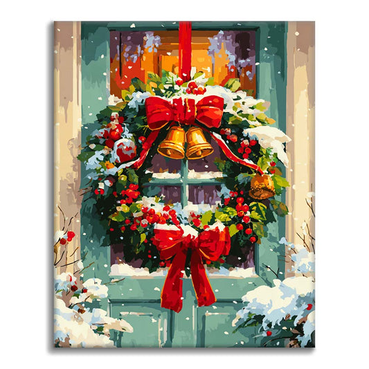 Christmas Door Wreath - Paint by Numbers