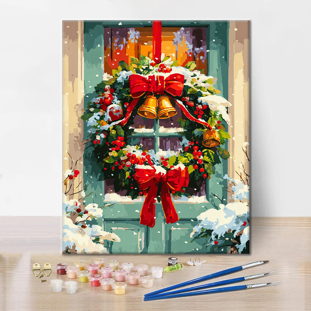 Christmas Door Wreath - Paint by Numbers – Cheerful painting®