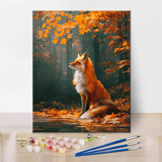 Maple Leaves and Fox - Paint by Numbers
