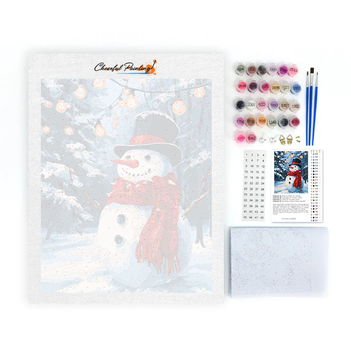 Snowman with Christmas Lights - Paint by Numbers