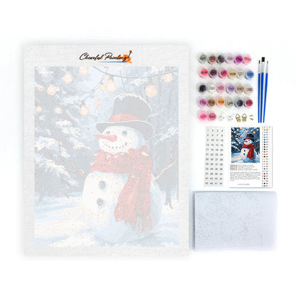 Snowman with Christmas Lights - Paint by Numbers