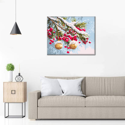 Winter Branches with Ornaments - Paint by Numbers