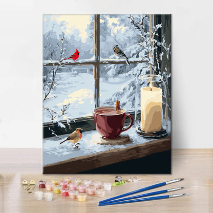 Winter Window Scene - Paint by Numbers
