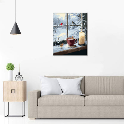 Winter Window Scene - Paint by Numbers